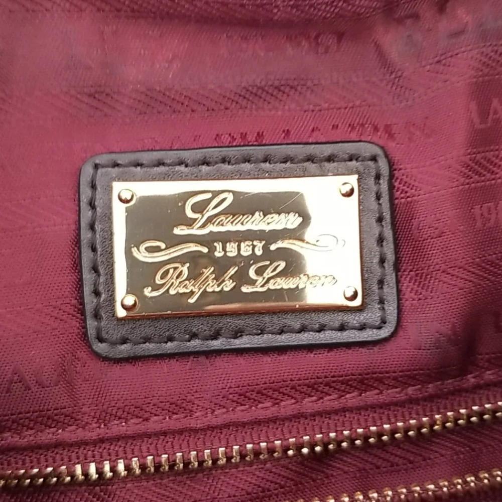 Lauren Ralph Lauren Dark Brown Pebbled Leather Hobo with Gold Hardware